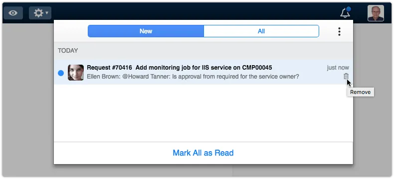 Remove a notification from your 4me Notifications Center