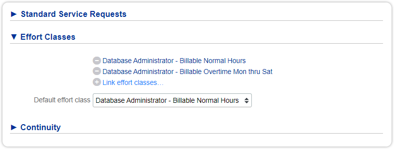 Effort classes service offerings