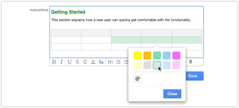 Setting a background color for table cells