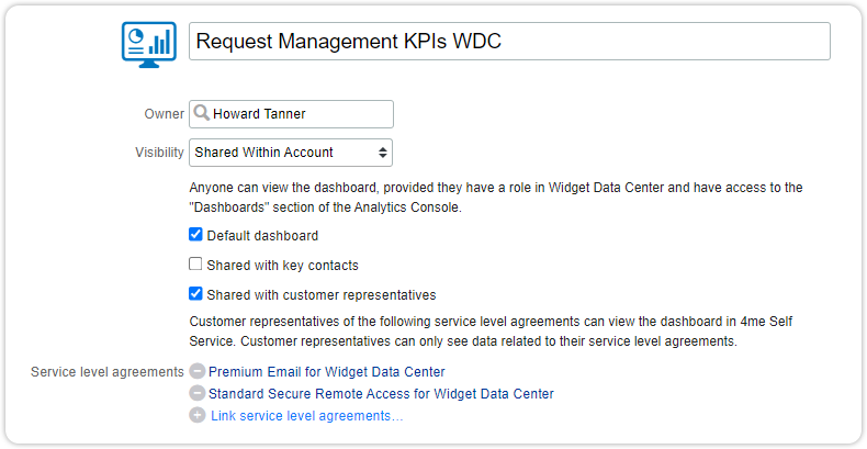 Dashboard share with customer representatives