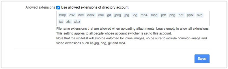 Use allowed extensions of 4me directory account