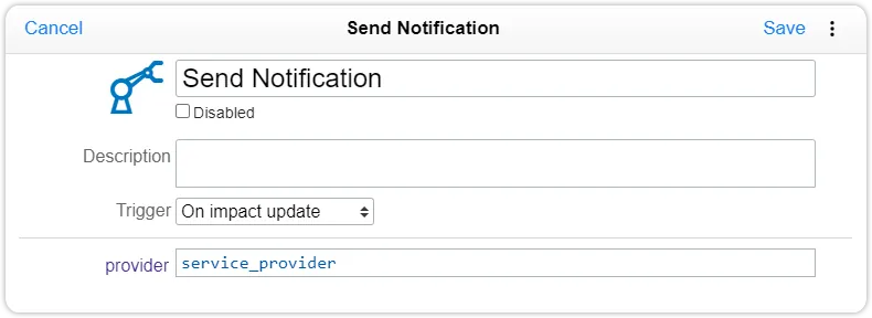 Service provider automation rule shortcut