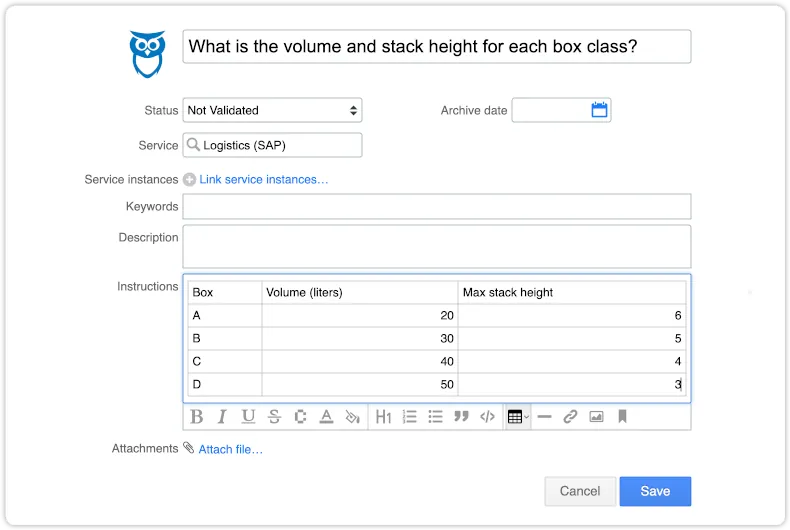 Excel sheet copied into knowledge article