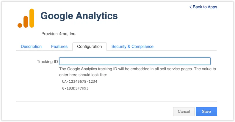 4me Google Analytics app with support for GA4 measurement IDs