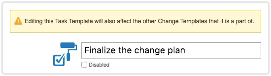 Different warning when task is opened from a change template's Gantt chart