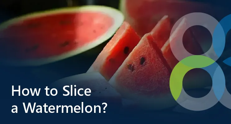 Watermelon slices with the words how to slice a watermelon?