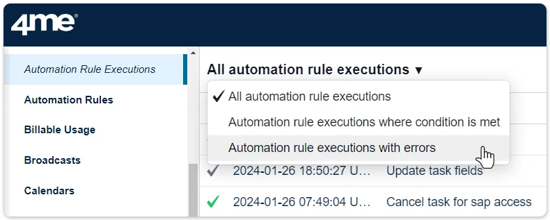 Automation rule executions
