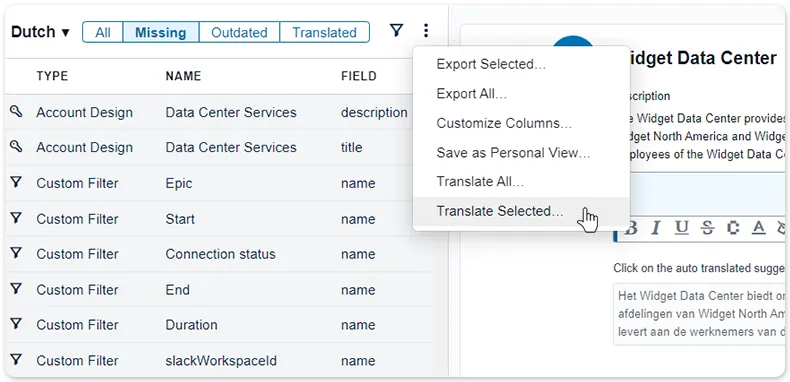 Bulk translation