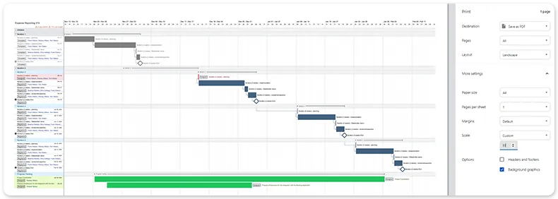 Print gantt scale