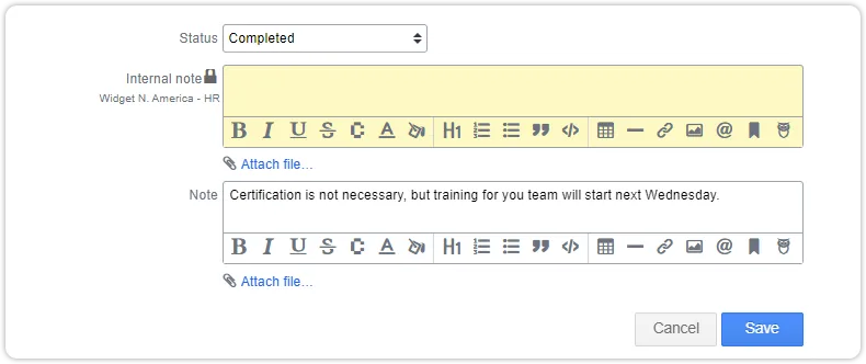 Case management completion