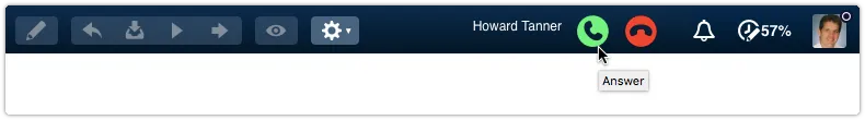 Toolbar icons for incoming call while marked as away
