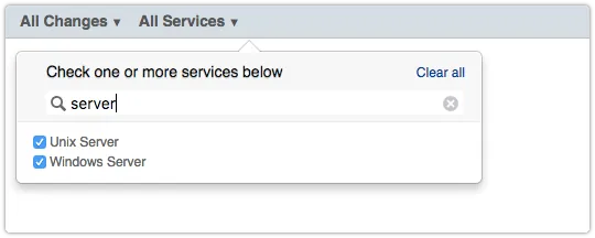 Search box to filter services