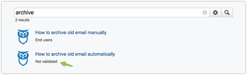 Not validated knowledge article in search results