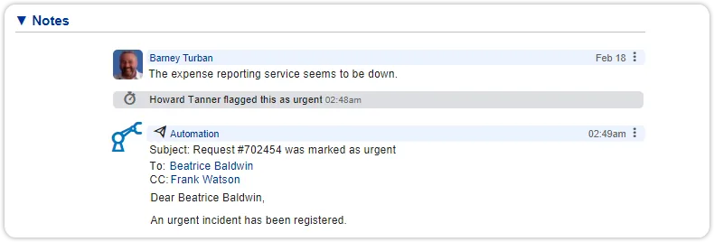 Email from automation rules
