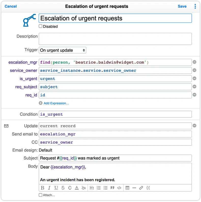 Send email using automation rules