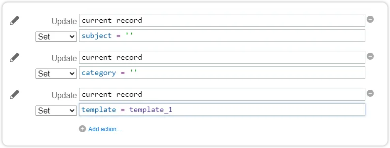Automation rule request template clear
