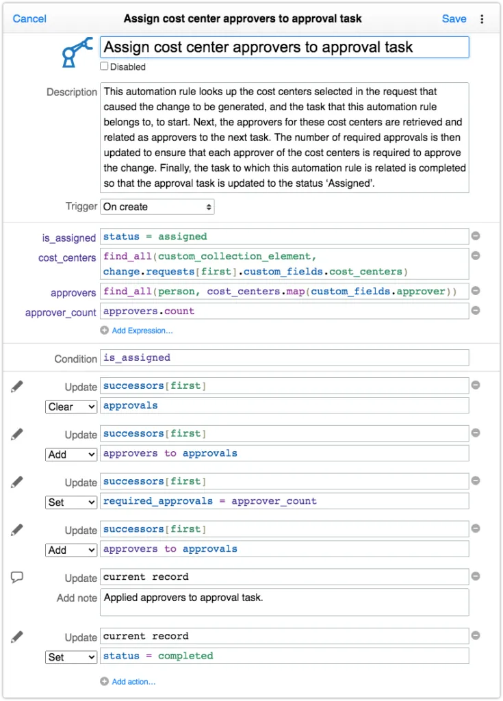 Automation rule with find_all and map example