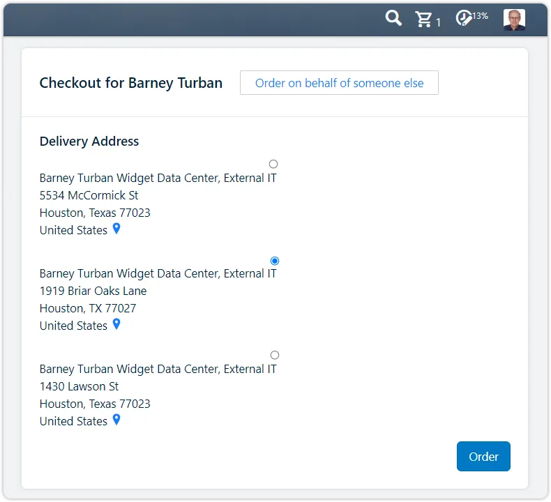 Shop order on behalf Barney