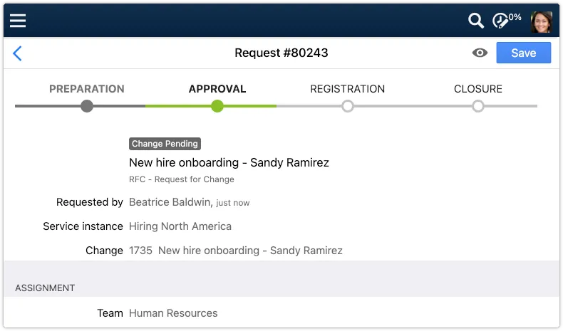 Request with Workflow Progress Tracker
