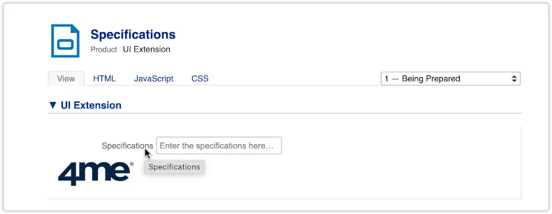 UI extension with placeholder and image text in View mode