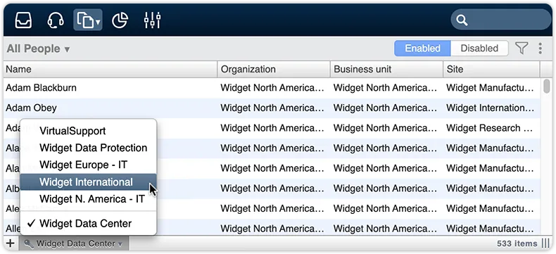 Account switcher with directory account