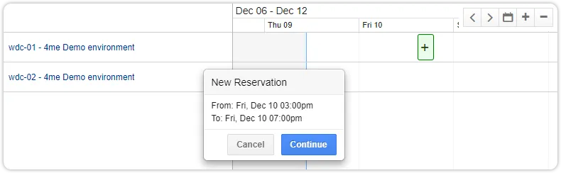 Create new reservation