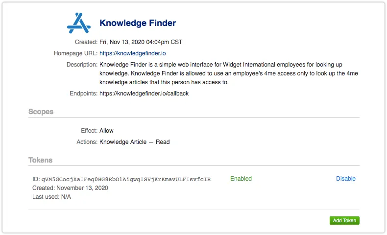 Existing application with one oauth token