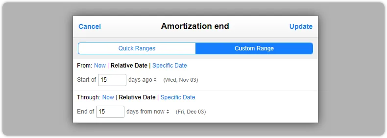 Custom date range dynamic