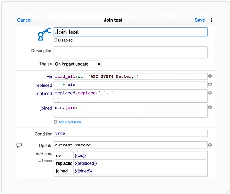Join function automation rules
