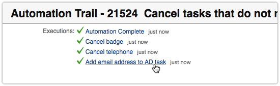 Rule executions are visible in a taskAutomation Trail - Rule executions