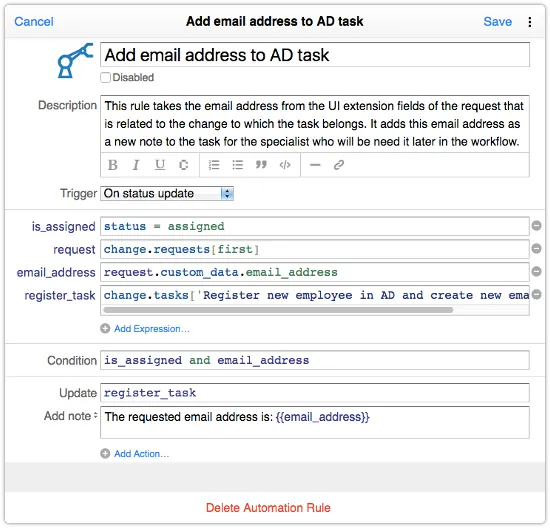 Automation rule example 1
