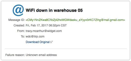 Failed inbound email