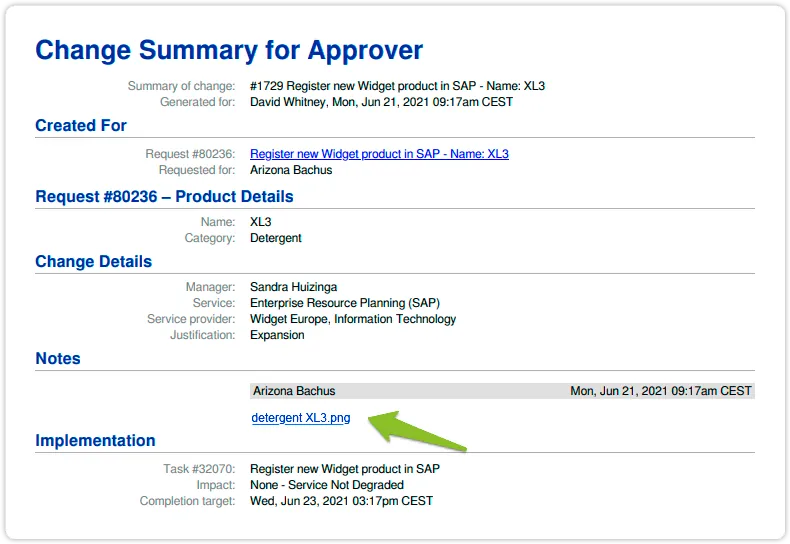 Approval task with attachment