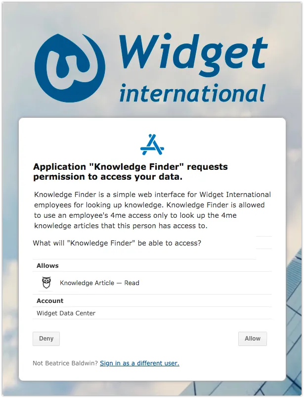 4me authorization prompt