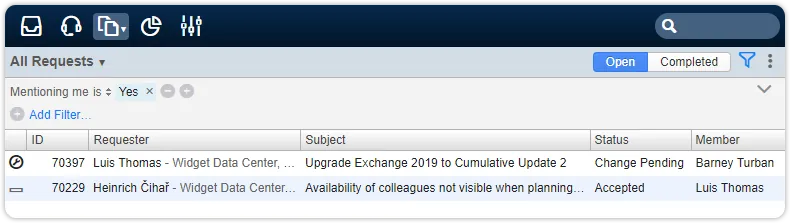 Requests filter mentioning me