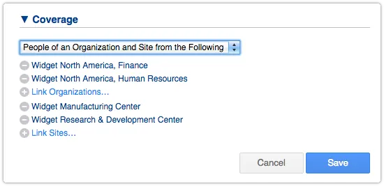 SLA Coverage Option - People of an Organization and Site from the Following