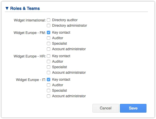 Define key contacts per support domain