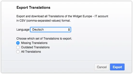 Exporting missing translations
