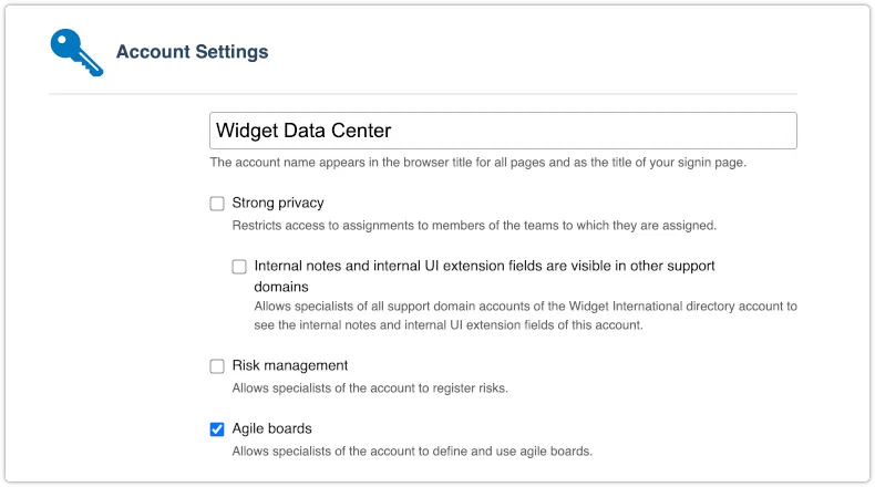 Activating agile boards in 4me account settings
