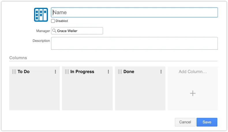 Creating a new agile board in 4me