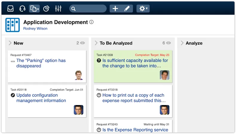 Agile board with change tasks