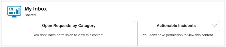 Dashboards with reports that user does not have permission to see