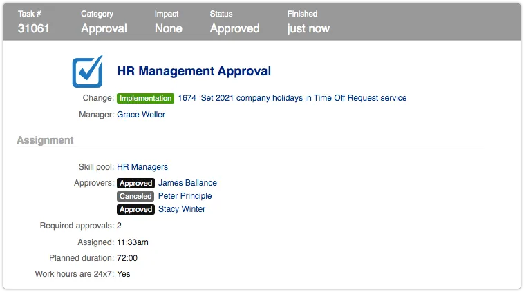 Task approved by skill pool