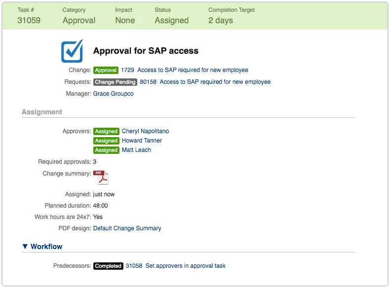 Approval task with approvers set by automation rule