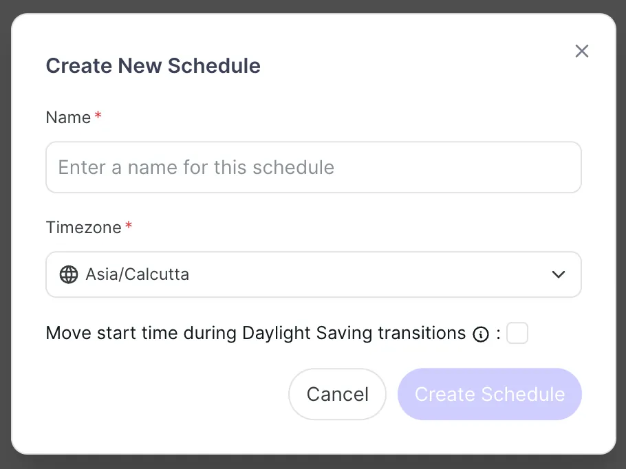 Create a schedule