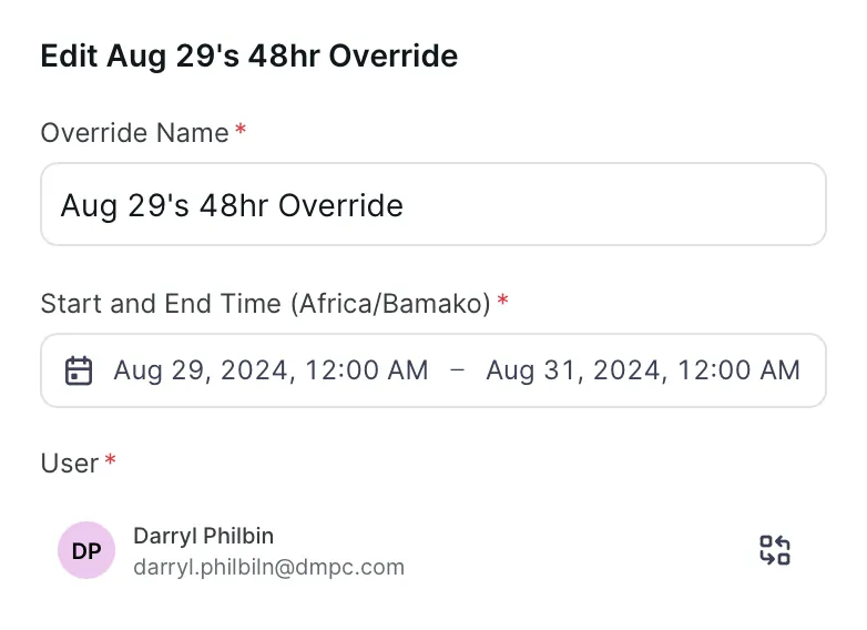 on call schedule override