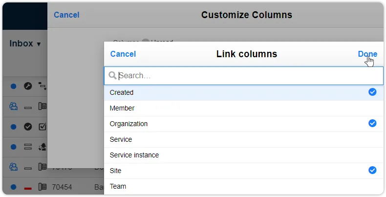 A computer screen with a link column on it