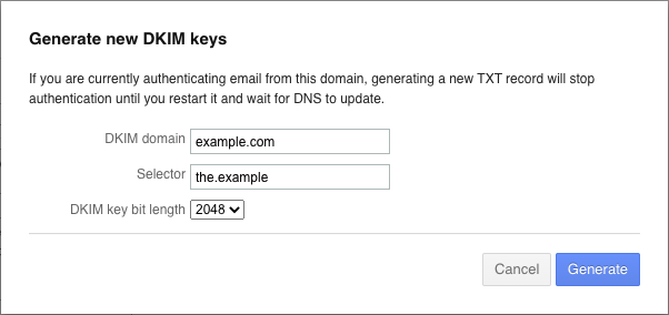 Generate New DKIM Keys