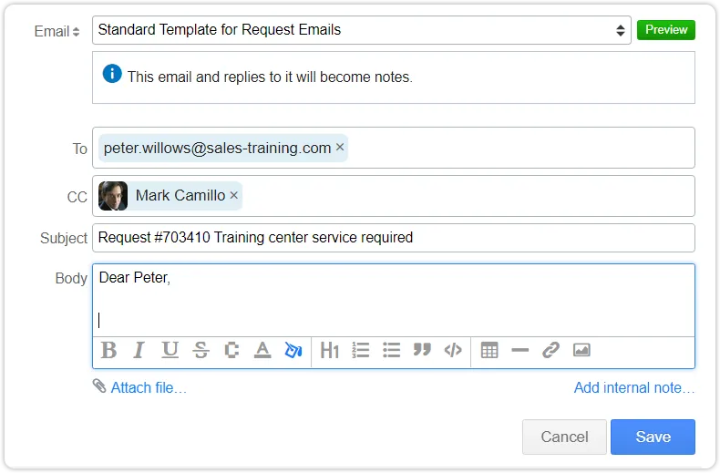 Email from request