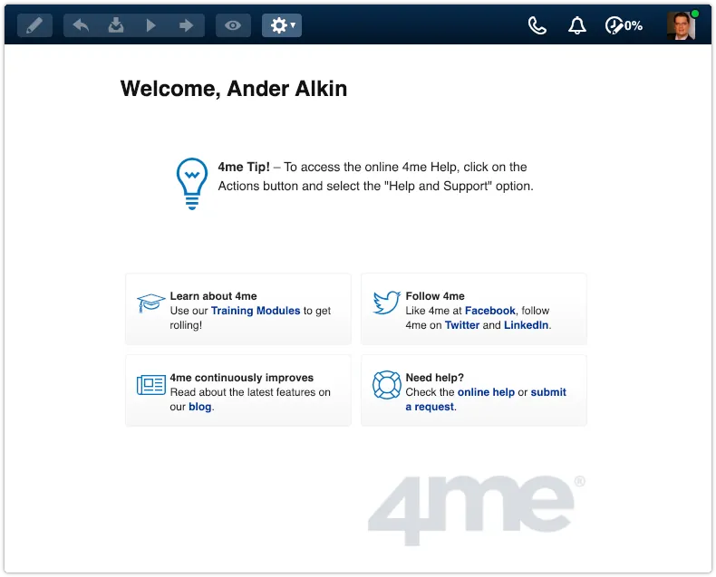 Welcome screen with updated icons